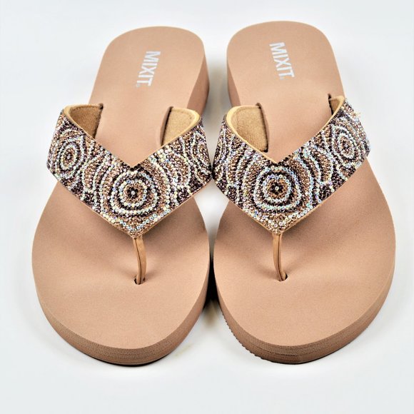 NWT Mixit Rhinestone Embellished wedges Sandals - Picture 4 of 5